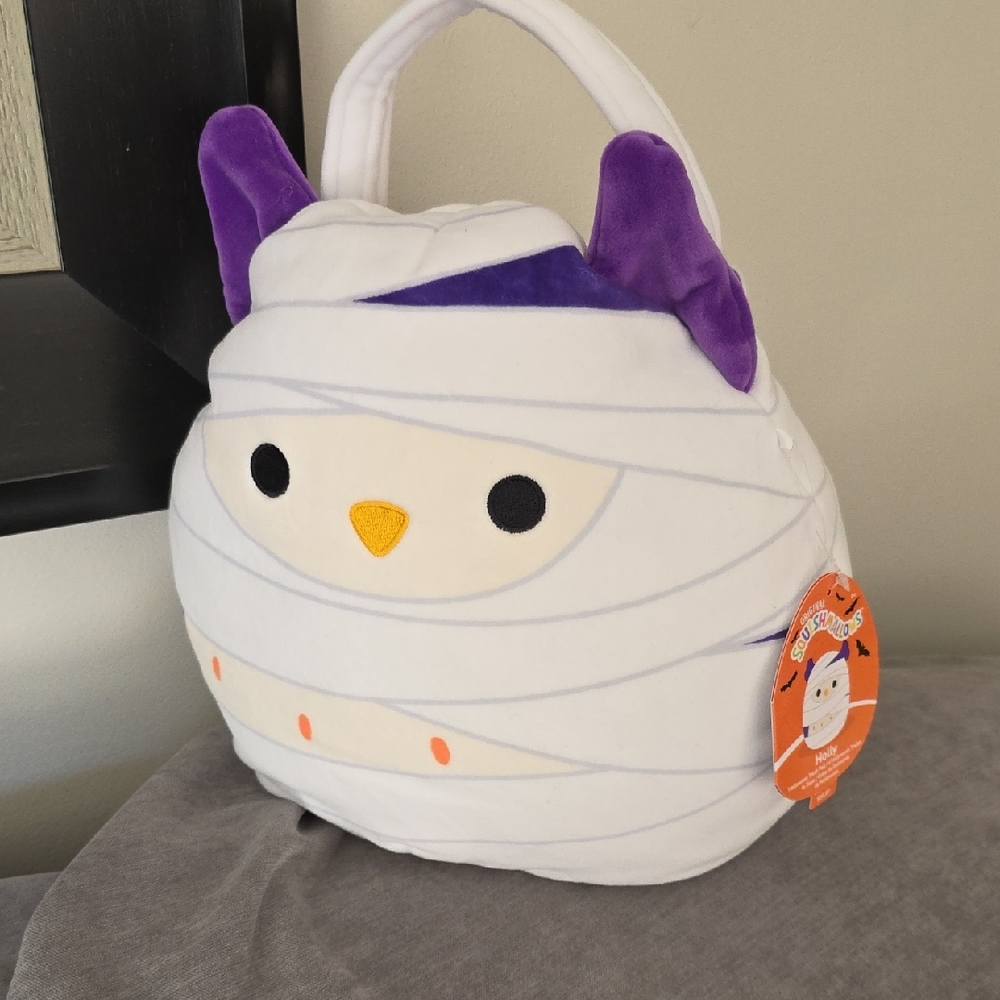 Squishmallows White and Purple Mummy Stuffed Animal